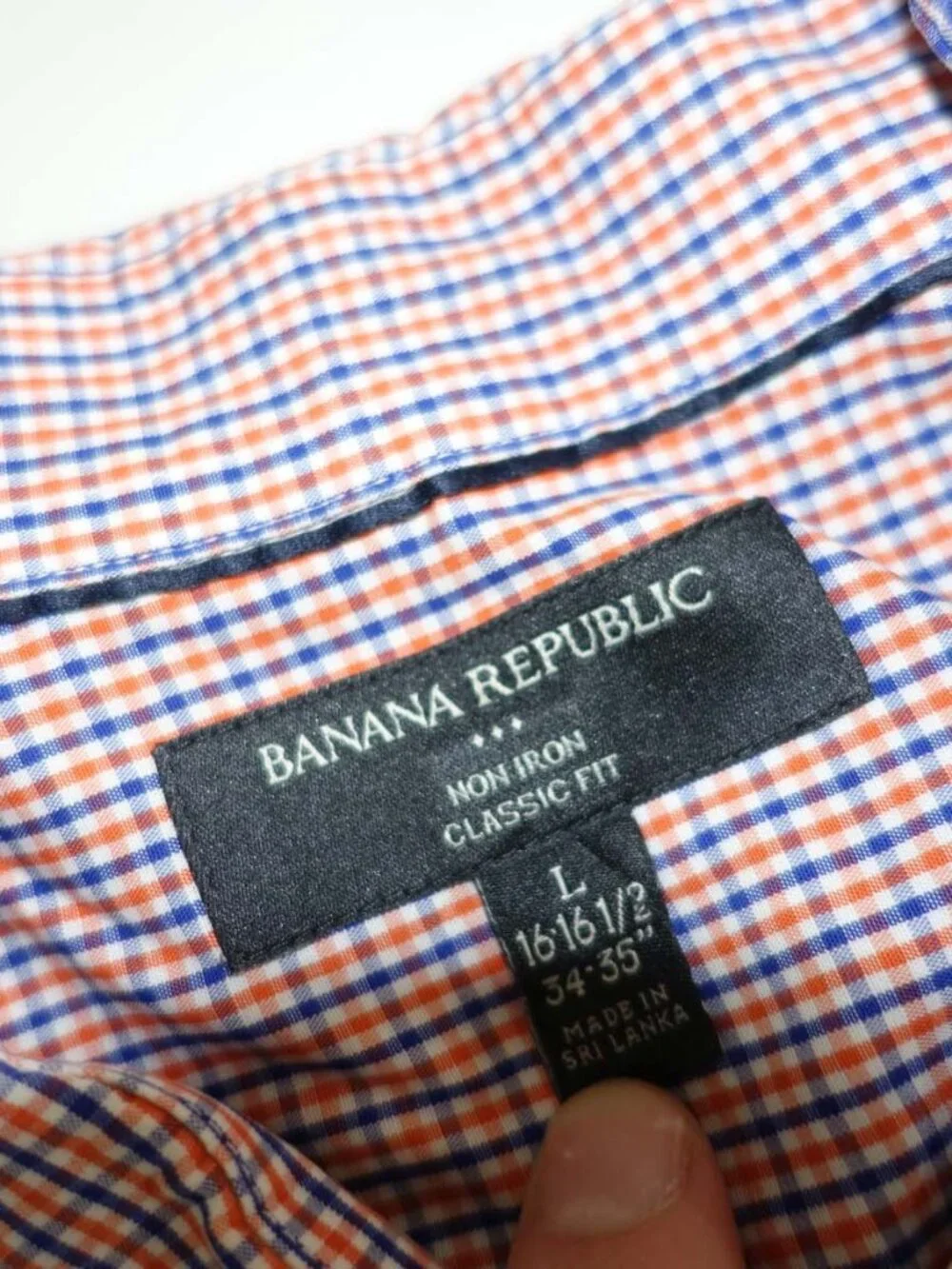 Banana Republic Men's Non Iron Classic Fit Dress Shirt Large 16 - 16.5 Check